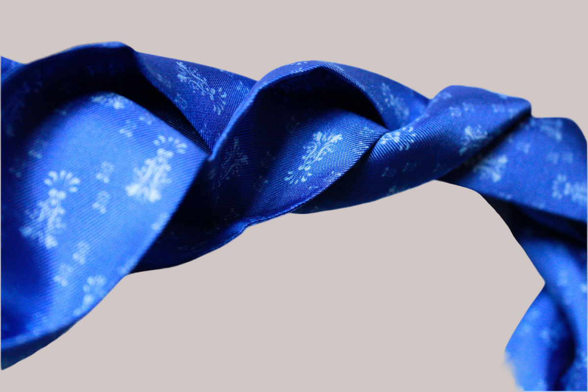 Blue silk twilly scarf by The Line Atelier