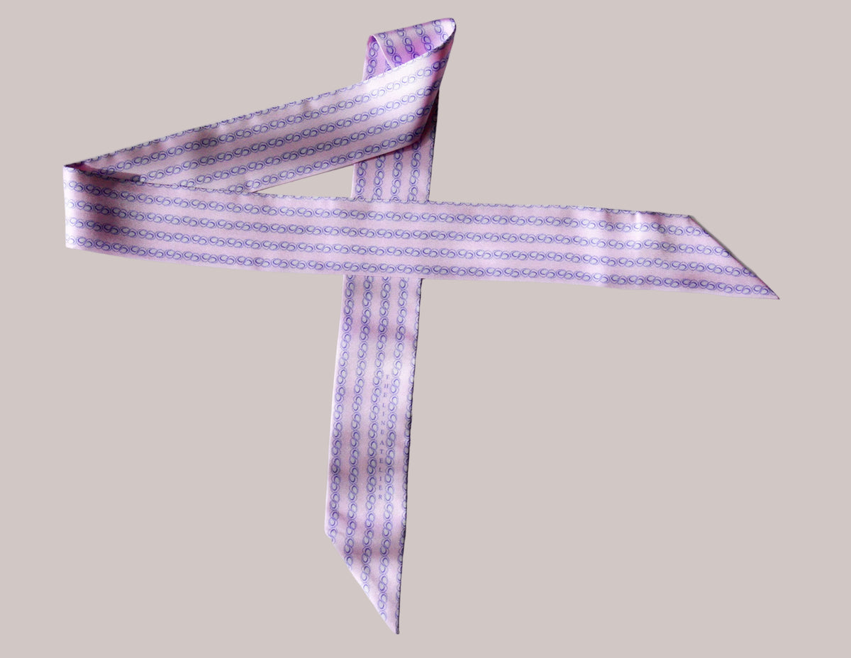Silk scarf twilly, Wild Overture, purple, by The Line Atelier
